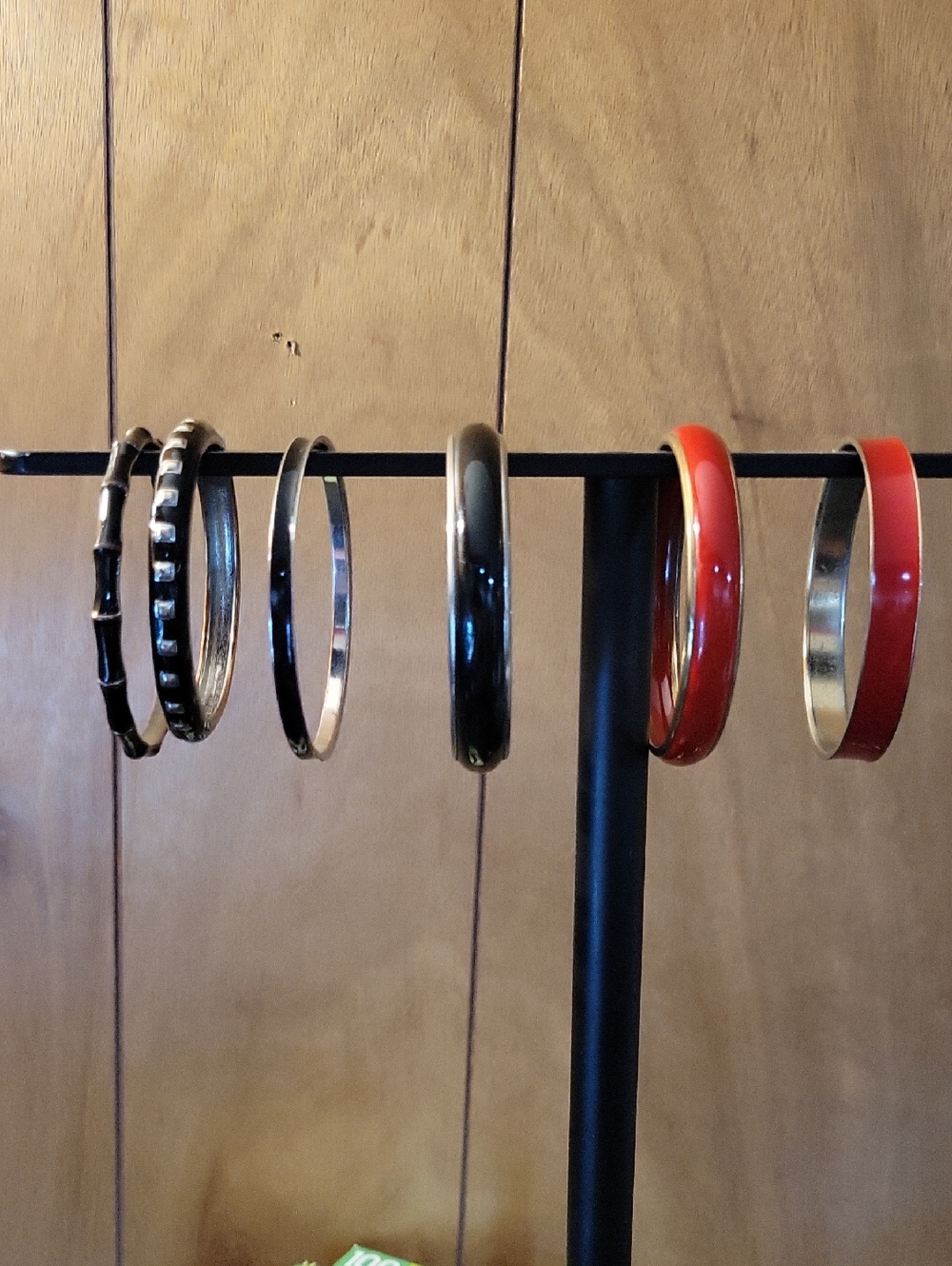 Black and Red Enamel Bangle Bracelets - Classic Stackable Set